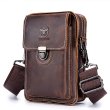 Men's Bags Cowhide Fanny Pack Shoulder Messenger Bag Zipper Solid Color Daily Outdoor Bum Bag Messenger?Bag Brown