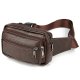 Men's Bags Cowhide Fanny Pack Zipper Outdoor Messenger?Bag Dark Brown Black