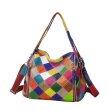 Women's Bags Leather Cowhide Top Handle Bag Plaid Split Joint Vintage Event / Party Outdoor Office & Career Retro Handbags Rainbow #1 Black