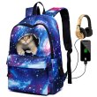 Unisex Kids Canvas School Bag Rucksack 3D Large Capacity Waterproof Zipper 3D Print Galaxy Cat Daily Traveling Backpack Black Blue Purple Red